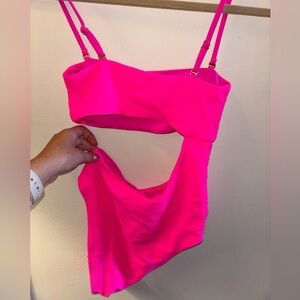 Frankie’s Bikinis neon pink one piece